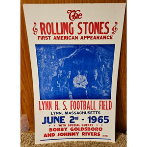 Vintage 1965 Poster - Concert Rolling Stones 1st American Concert Lynn Mass.